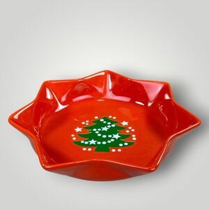 Waechtersbach Christmas Tree Star Serving Bowl 10" Red Ceramic Germany 1990s Y2K